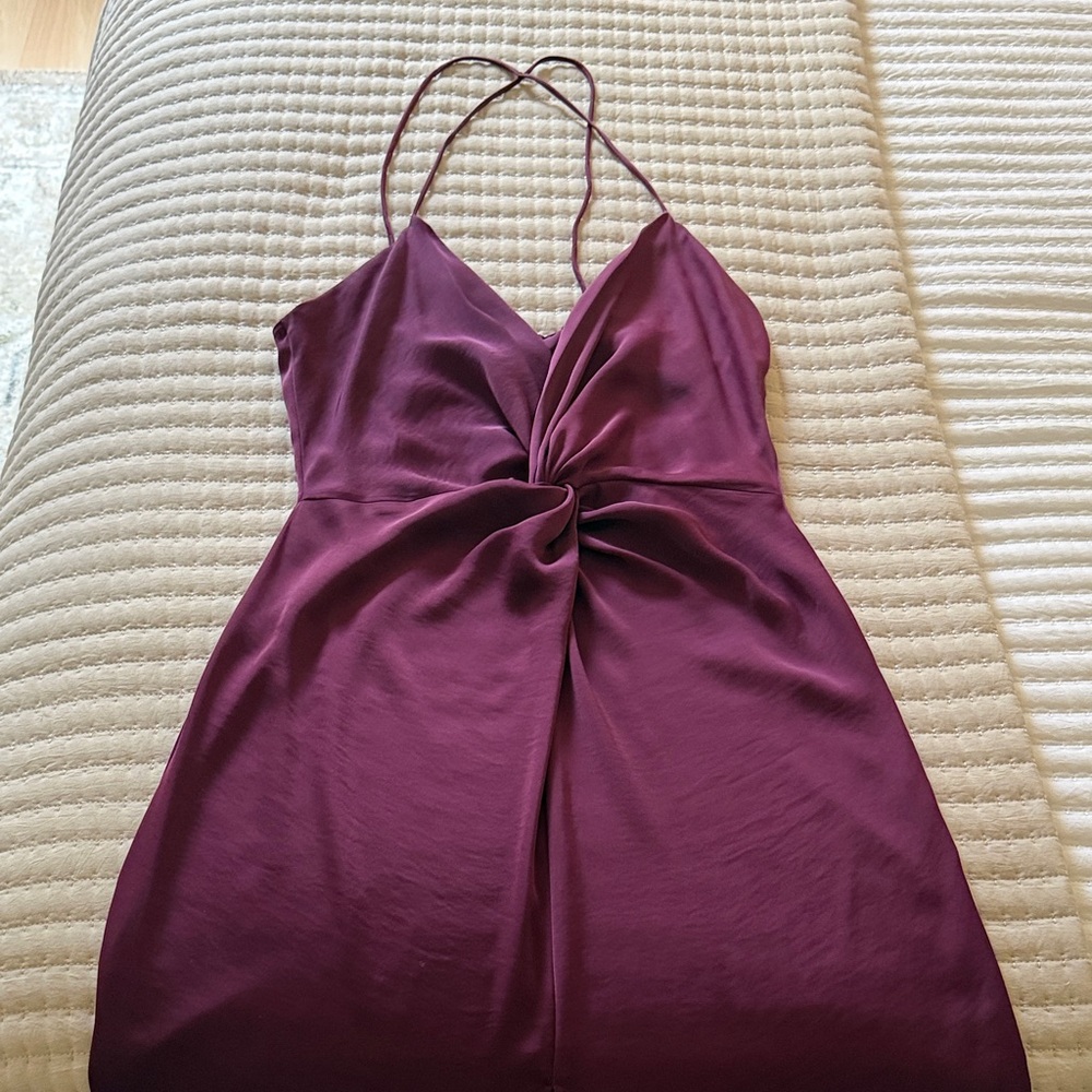 ZARA silk midi long dress gown Eggplant XS Twist-Front Dress black label new - Picture 4 of 7